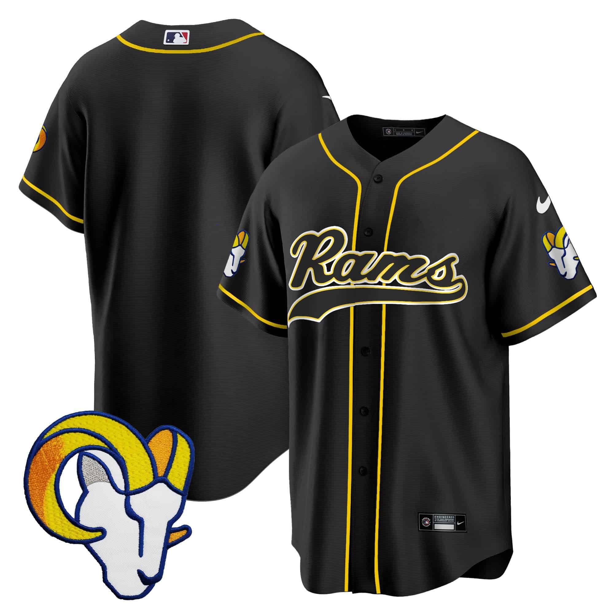 Men Los Angeles Rams Blank Black 2024 Nike Baseball NFL Jersey style 1->customized nfl jersey->Custom Jersey
